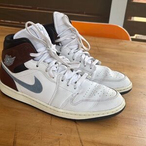 Men's Air Jordan White and Brown High-Top Sneakers